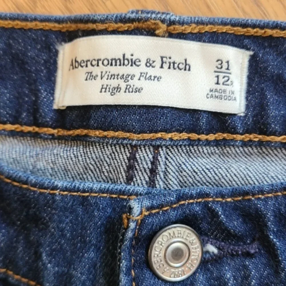 ABERCROMBIE & FITCH THE VINTAGE FLARE JEANS HIGH RISE FRONT SEAM BELL DENIM 31 - Picture 7 of 7